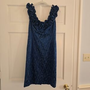 Maggy London Blue Dress with Ruffle Detail